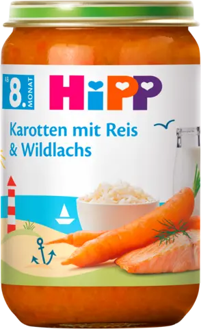 Karotten mit Reis & Wildlachs ab 8. Monat von HIPP