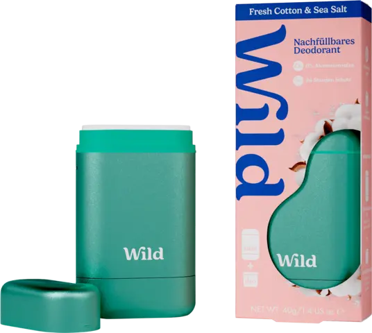 Deo Starterset: Behälter Aqua + Fresh Cotton Deo Nachfüller von WILD