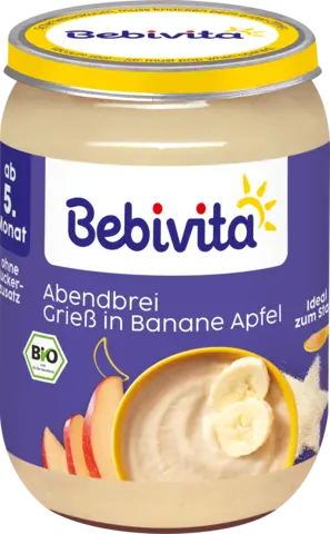 Bio Abendbrei Grieß in Banane Apfel ab 5. Monat von BEBIVITA