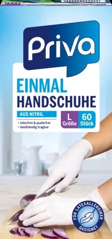 Einmalhandschuhe Nitril, weiß, Gr. L von PRIVA