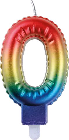 Zahlengeburtstagskerze 0 3-fach rainbow von TIB