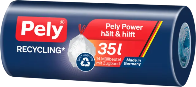 Müllbeutel Recycling 35l mit Zugband von PELY