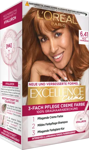 Excellence 3-fach Pflege Creme Farbe 6.41 Helles Caramelbraun von EXCELLENCE