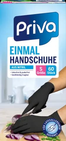 Einmalhandschuhe Nitril, schwarz, Gr. S von PRIVA