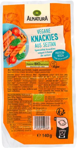 Bio vegane Knackies aus Seitan von ALNATURA
