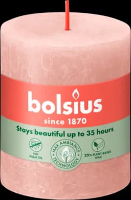 Stumpenkerze Rustic nebliges pink 80 x 68 mm von BOLSIUS