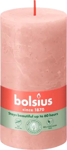 Stumpenkerze Rustic nebliges pink 130 x 68 mm von BOLSIUS