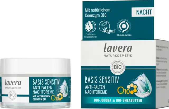 Basis Sensitiv Anti-Falten Nachtcreme Q10 von LAVERA