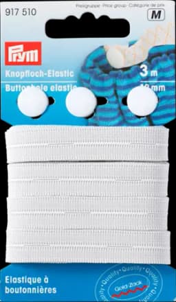 Knopfloch-Elastic mit 3 Knöpfen weiß 12mm von PRYM