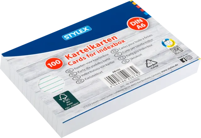 Karteikarten liniert A6 von STYLEX