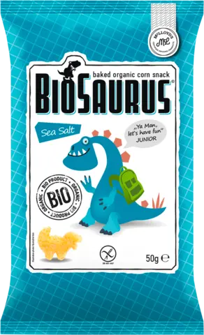 Meersalz Junior, der knusprige Maissnack von BIOSAURUS
