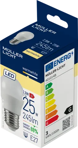 LED-Tropfenform 3W 220-240V E27 245lm 2700K von MÜLLER LICHT
