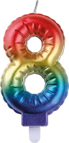 Zahlengeburtstagskerze 8 3-fach rainbow von TIB
