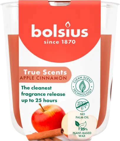 Duftkerze Apfel-Zimt hellbraun von BOLSIUS