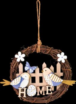 Dekohänger Kranz Home mit Vögeln, Holz, 20x3x18cm von DIV.SAISONMARKEN