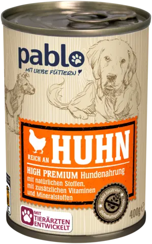 High Premium Hundenahrung reich an Huhn von PABLO