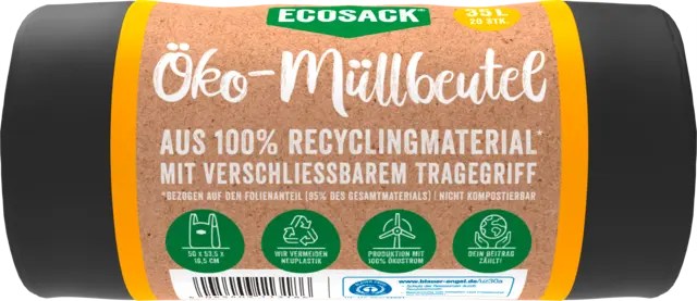 Öko-Müllbeutel schwarz 35 l von ECO SACK