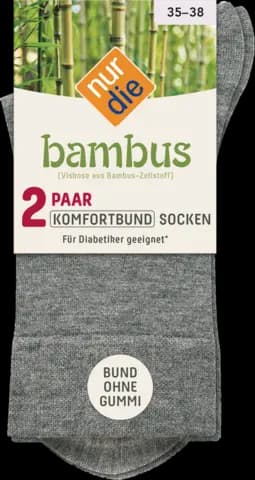 Damen Bambus Komfort Socke hellgraumelange 354 Gr.35-38 2PA von NUR DIE