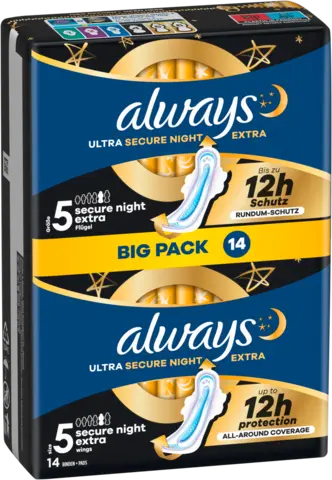 Ultra Secure Night Damenbinden Extra mit Flügeln von ALWAYS