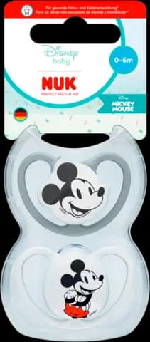 Beruhigungssauger Disney Mickey Mouse Perfect Match Air Silikon 0-6 Monate sortiert von NUK