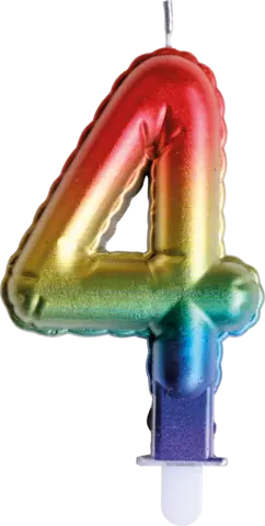 Zahlengeburtstagskerze 4 3-fach rainbow von TIB