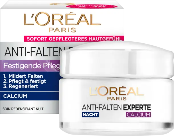 Anti-Falten Experte Feuchtigkeitspflege Nacht Calcium 55+ von LOREAL