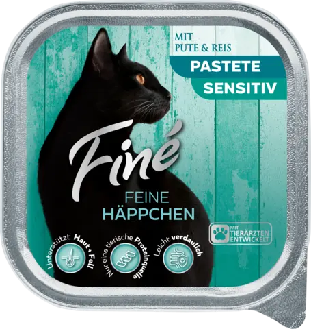 Feine Häppchen Pastete Sensitiv mit Pute und Reis von FINE