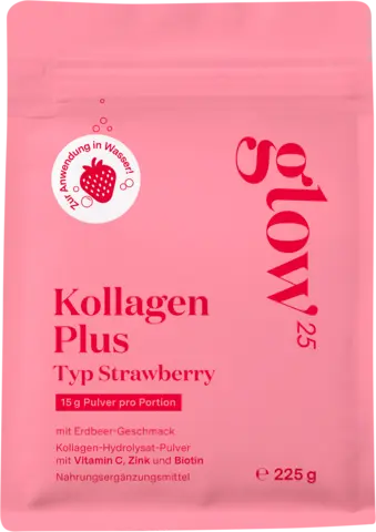 Kollagenpulver Erdbeer Plus von GLOW25