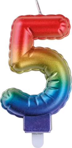 Zahlengeburtstagskerze 5 3-fach rainbow von TIB