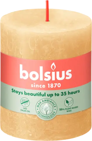 Rustic Stumpkerze oat beige 80 x 68 mm von BOLSIUS