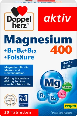 Magnesium 400 + B1 + B6 + B12 + Folsäure von DOPPELHERZ