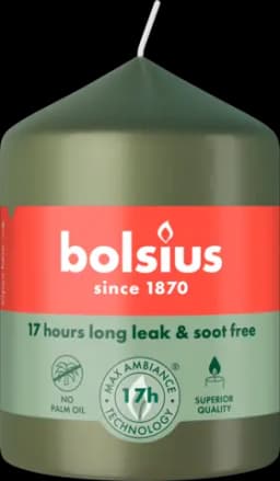 Stumpenkerze olivgrün 80 x 58 mm von BOLSIUS