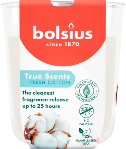Duftkerze Fresh Cotton weiß von BOLSIUS