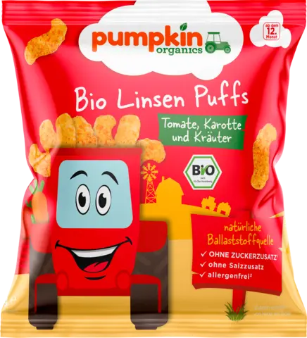 Bio Linsen Puffs mit Tomate, Karotte & Kräutern ab dem 12.Monat von PUMPKIN ORGANICS