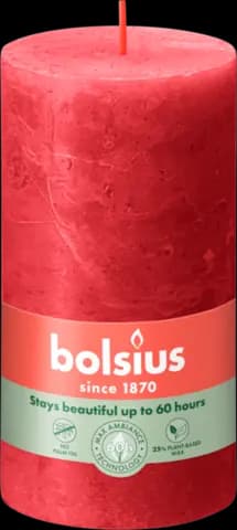 Stumpenkerze Rustic Delicate red 130 x 68 mm von BOLSIUS