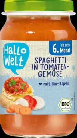Bio Tomatengemüse mit Spaghetti ab 6.Monat 190g von HALLO WELT