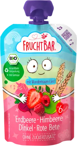 Bio Quetschie Erdbeer Himbeere Dinkel Rote Bete von FRUCHTBAR