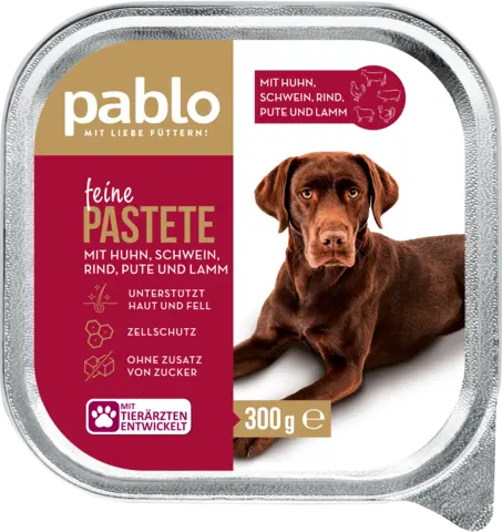 Feine Pastete mit Huhn, Schwein, Rind, Pute & Lamm von PABLO