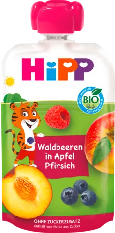 Bio Hippis Waldbeeren in Apfel-Pfirsich ab 1 Jahr von HIPP