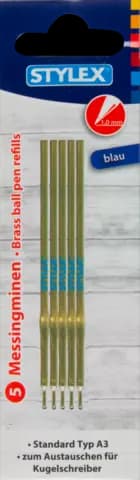 Kugelschreibermine aus Messing blau von STYLEX