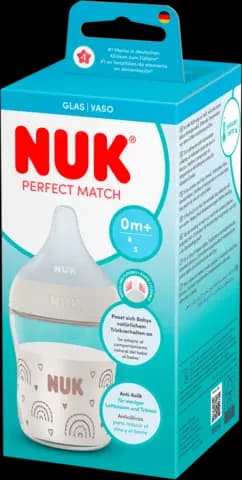 Glasbabyflasche Perfect Match Regenbogen Anti-Kolik 0+Monate Gr.S 120ml von NUK