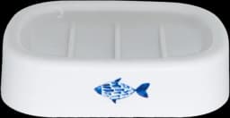 Seifenschale PP blaue Fisch-Motive weiß von DIV.SAISONMARKEN