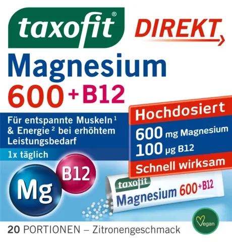 Magnesium 600 + B12 Direkt Granulat von TAXOFIT