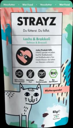 Bio Katze Nassfutter Lachs & Brokkoli von STRAYZ
