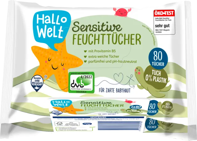 Feuchttücher Sensitive 2x80 von HALLO WELT