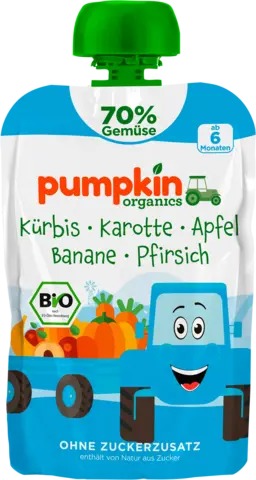 Bio Quetschie Kürbis Karotte Apfel Banane Pfirsich ab dem 6. Monat von PUMPKIN ORGANICS