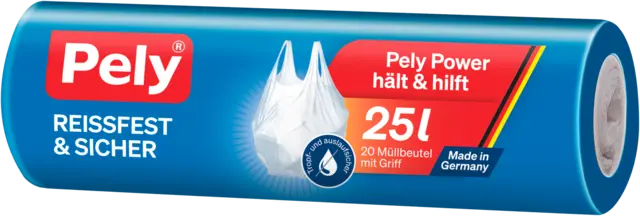 Müllbeutel reissfest & sicher 25l mit Griff von PELY