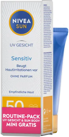 Face Creme + UV Sensitiv Sun Lotion LSF50 von NIVEA