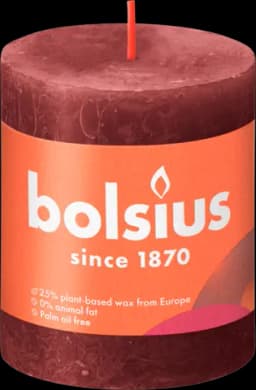 Stumpenkerze Rustic samtrot von BOLSIUS
