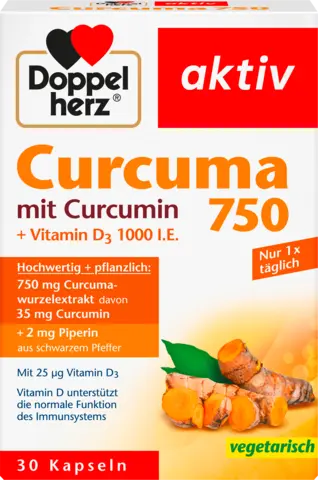 Curcuma 750 mit Curcumin+Vitamin D3 1000I.E. von DOPPELHERZ